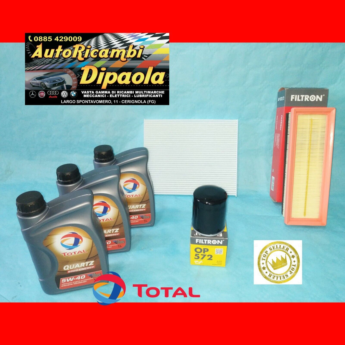 KIT TAGLIANDO FIAT 500 PANDA 169 312 GRANDE PUNTO IDEA BENZINA TOTAL 5 –  AUTORICAMBI DIPAOLA