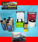 KIT TAGLIANDO AUDI A4 B9 2.0 TDI 122 150 190 CV 5L OLIO 5W30 + KIT 4 FILTRI