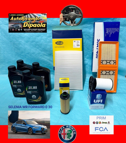 KIT TAGLIANDO ORIGINALE ALFA ROMEO GIULIA 2.2 D DIESEL SELENIA 0W30 + 4 FILTRI