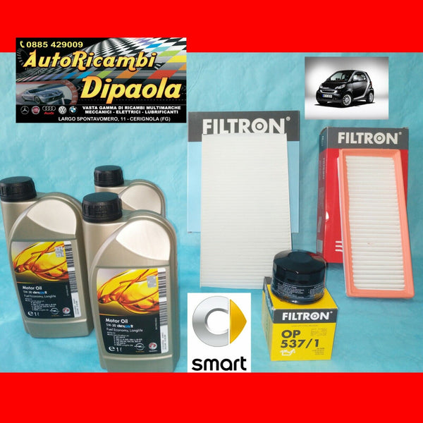 KIT TAGLIANDO SMART COUPE/ CABRIO 451 (07>) 1.0 BENZINA 3L OLIO 5W30 + 3 FILTRI