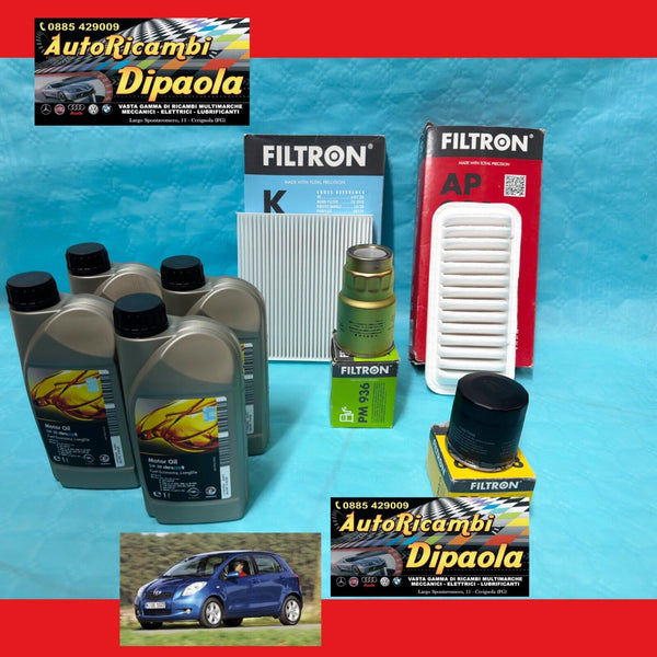 KIT TAGLIANDO 4L 5W30 + FILTRI adatto a TOYOTA YARIS P9 (05-11) 1.4 DIESEL 90CV