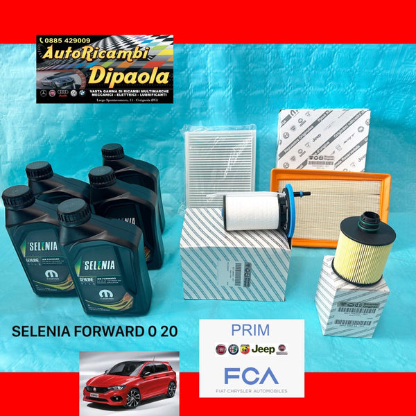 KIT TAGLIANDO ORIGINALE FIAT TIPO 1.6 D 84 88 KW 114 120 CV SELENIA 0W20 +FILTRI