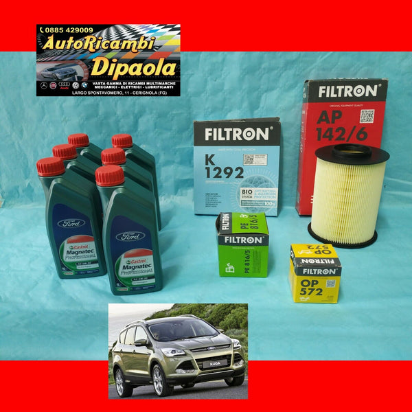 KIT TAGLIANDO FORD KUGA II NUOVA 2013> 2.0 TDCI 6L CASTROL FORD 5W30 + 4 FILTRI