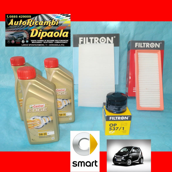 KIT TAGLIANDO SMART COUPE / CABRIO 451 (07>) 1.0 BENZINA CASTROL 5W30 + FILTRI