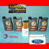 KIT 4 LITRI OLIO MOTORE TOTAL 5W40 + FILTRO OLIO ORIGINALE CITROEN 1.4 1.6 HDI