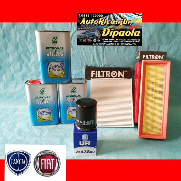 KIT TAGLIANDO FIAT IDEA LANCIA MUSA YPSILON 1.2 1.4 GPL METANO SELENIA GAS+FILTR